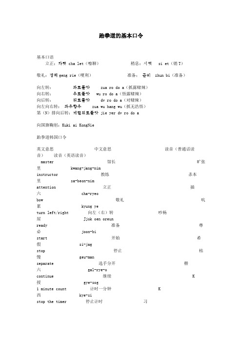 跆拳道的基本口
