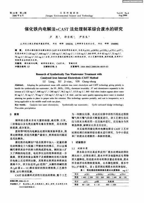 催化铁内电解法+CAST法处理制革综合废水的研究