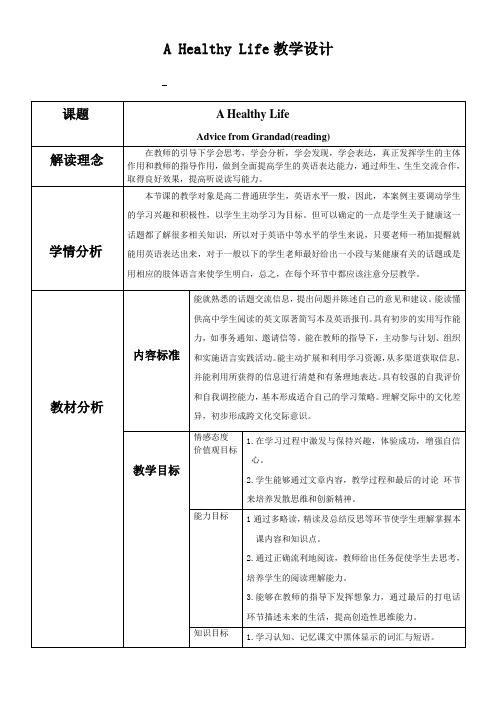 Unit3 A Healthy Life