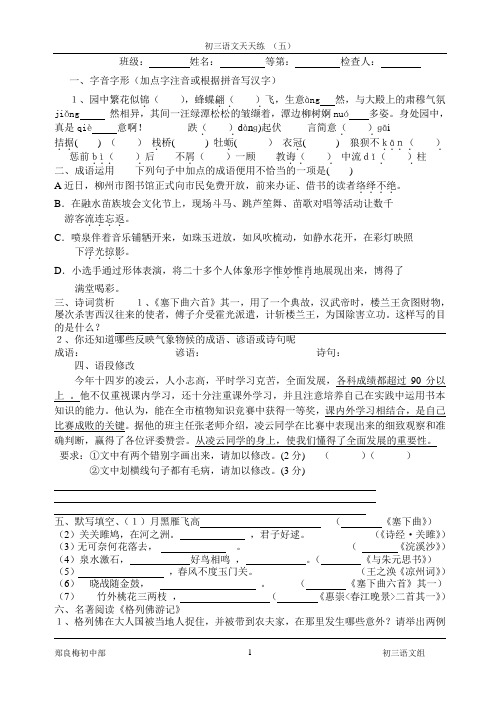 初三语文天天练5