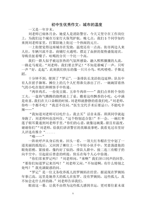 最新2020年中考作文素材：城市的温度范文示例