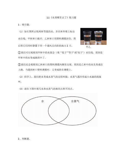 教科版科学小学三年级上册课时同步练习试题(全册)