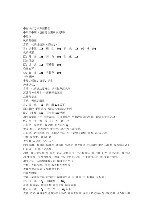 中风眩晕痴呆中医诊疗方案整理