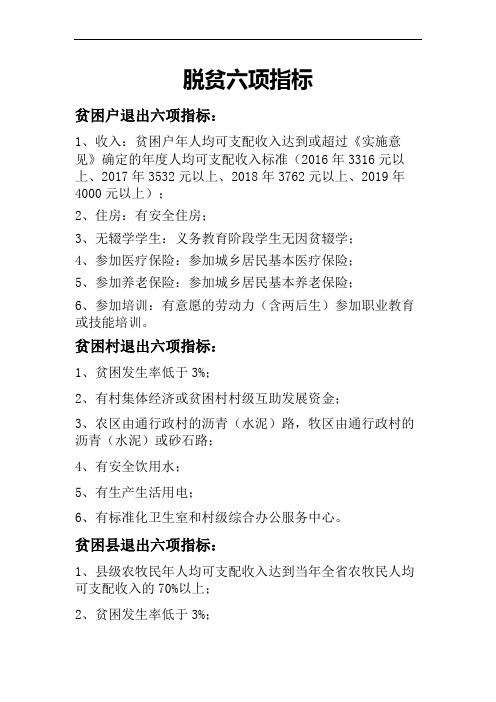 脱贫六项指标