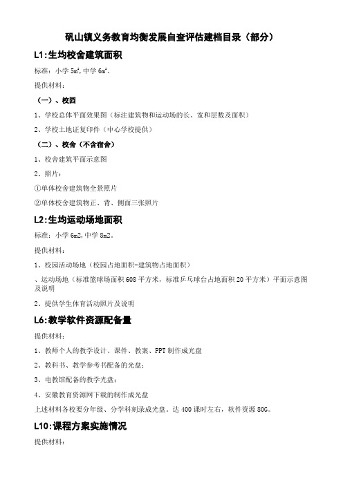 义务教育均衡发展督导评估建档目录(L1、2、6、10)