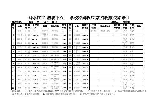 特岗教师新招教师花名册