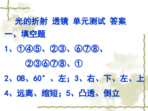 光的折射 透镜 测试答案