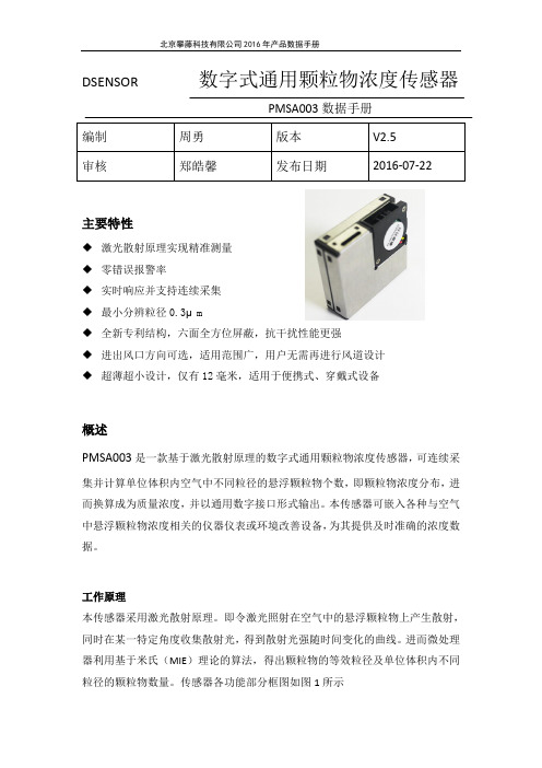 数字式通用颗粒物浓度传感器