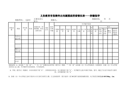 义务教育有保障突出问题摸底排查情况表——控辍保学