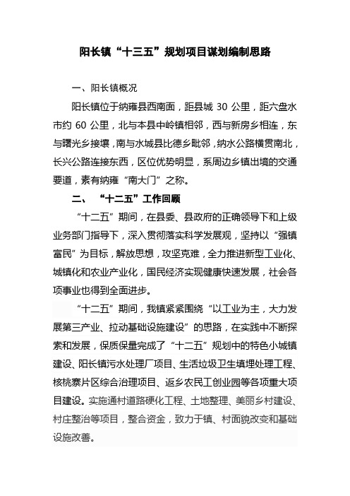 阳长镇“十三五”规划编制座谈会发言材料