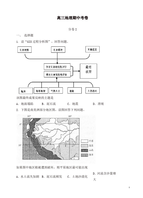 河北省石家庄实验中学2017届高三下学期期中考试地理试卷(有答案)