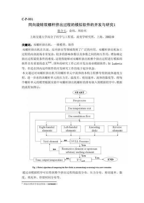 C-P-001-同向旋转双螺杆挤出过程的模拟软件的开发与研究-陈合玉