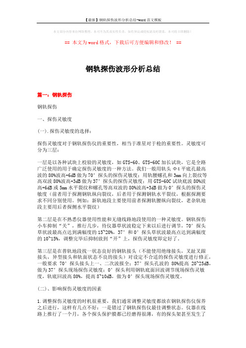 【最新】钢轨探伤波形分析总结-word范文模板 (9页)