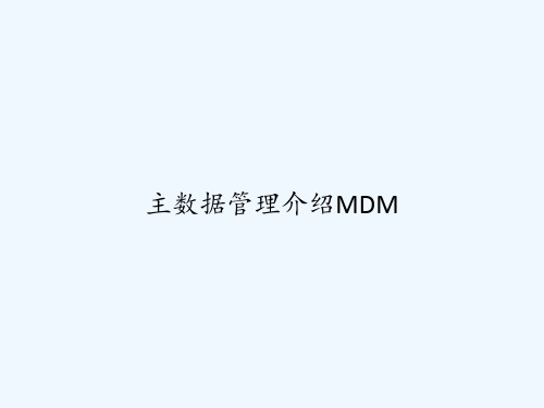 主数据管理介绍MDM PPT