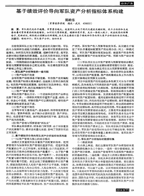 基于绩效评价导向军队资产分析指标体系构建