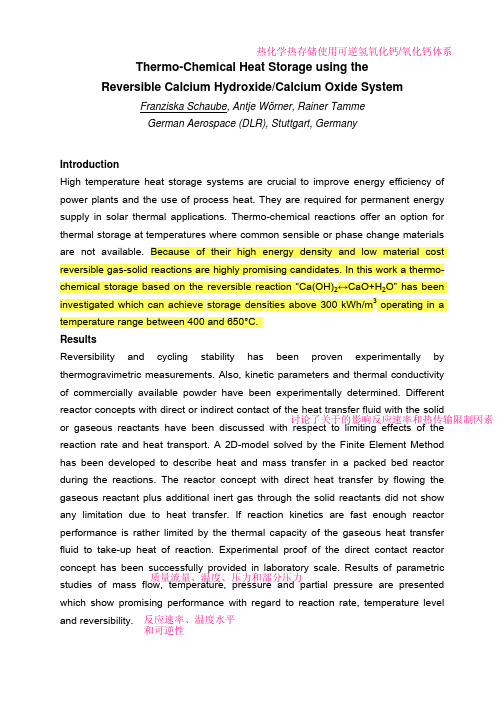 Thermo-Chemical Heat Storage using the