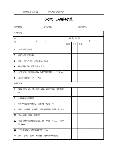 水电工程验收单【范本模板】