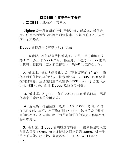 ZIGBEE主要竞争对手分析