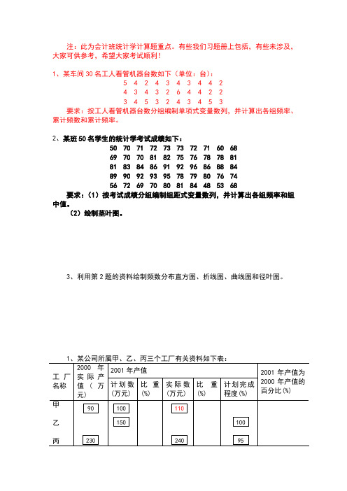 统计学计算题