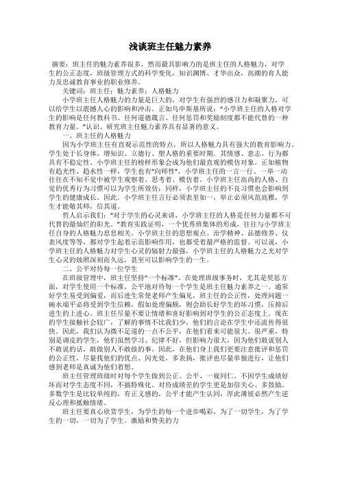 浅谈班主任魅力素养