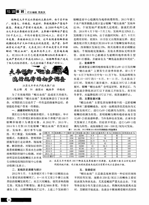 大丰银鲫“鳃出血病”流行规律的初步调查