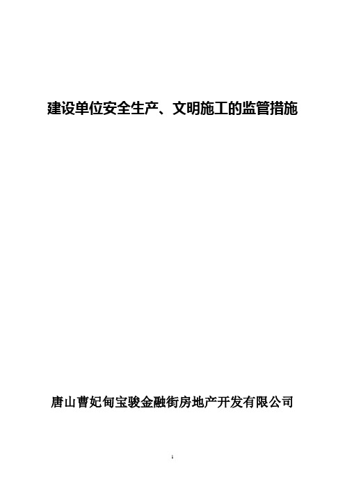 建设单位安全、文明施工的监管措施