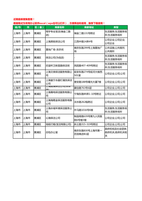 2020新版上海市上海市黄浦区保洁工商企业公司商家名录名单黄页联系方式电话大全14家