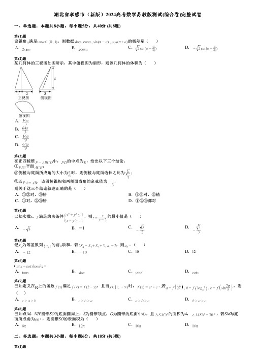 湖北省孝感市(新版)2024高考数学苏教版测试(综合卷)完整试卷