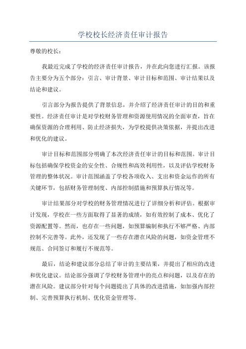 学校校长经济责任审计报告