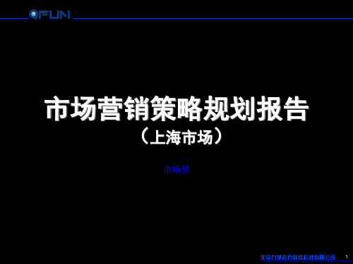 市场营销策略规划报告(上海市场)