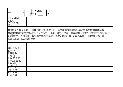 国际标准色配比
