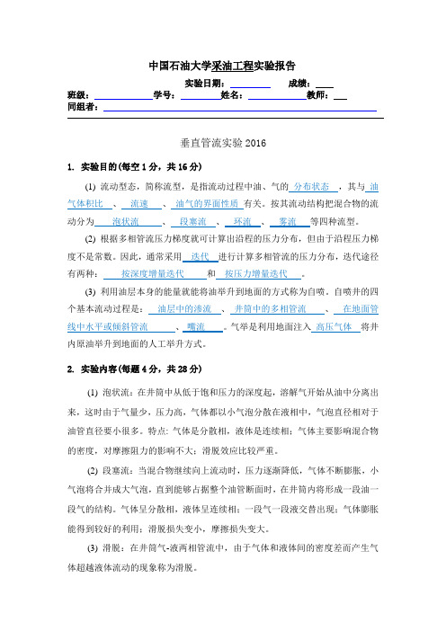 垂直管流实验报告