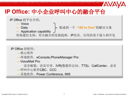 AVAYA IPO 呼叫中心