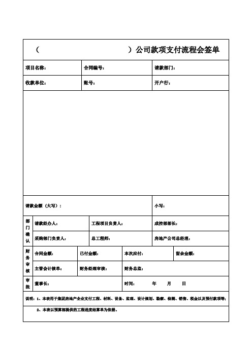 房地产公司请款支付会签单