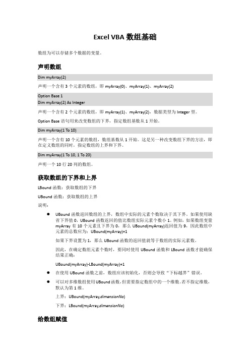 Excel VBA数组基础