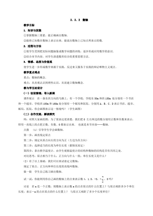 山东省莱芜市莱城区刘仲莹中学鲁教版(五四制)六年级数学上册2.2.2数轴教案