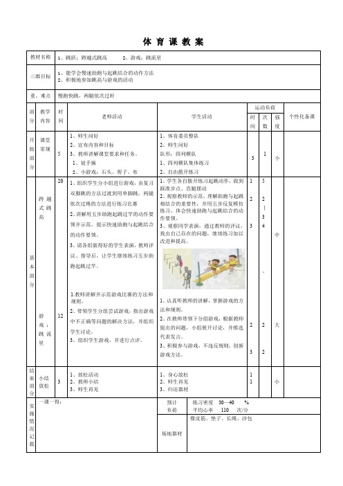 完整四年级体育与健康课程跳高单元教学设计