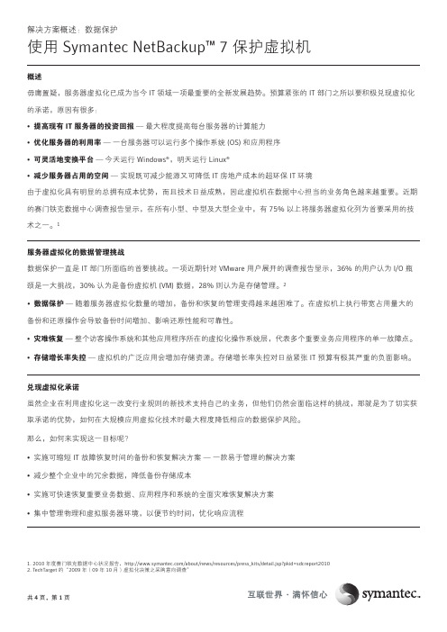 使用Symantec NetBackup 7 保护虚拟机