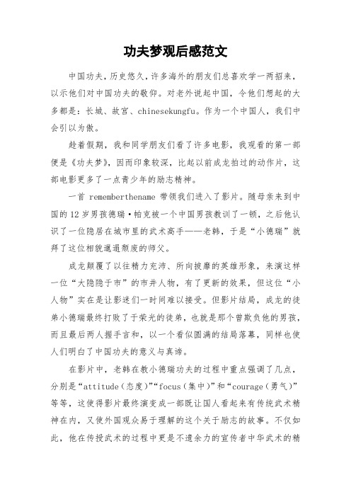 功夫梦观后感范文_小学作文