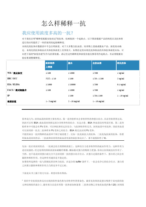 怎么样稀释一抗