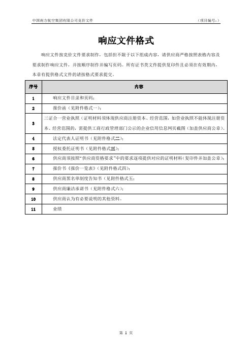 中国南方航空集团有限公司竞价文件