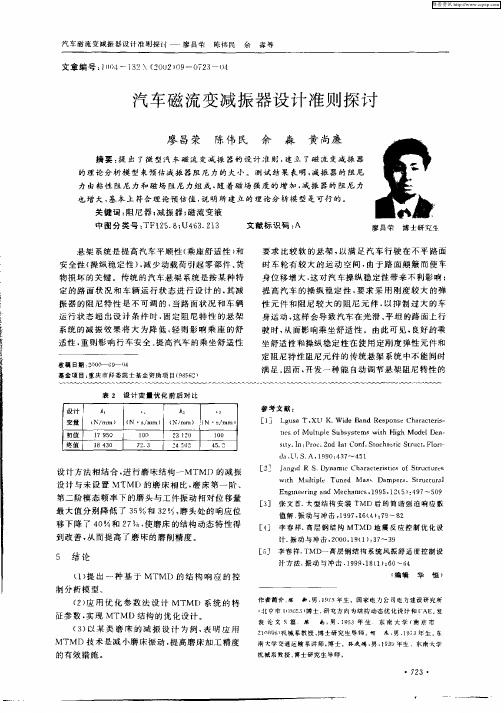 汽车磁流变减振器设计准则探讨