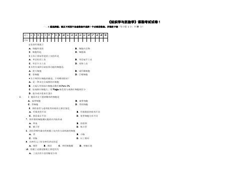 组织学与胚胎学试卷及答案 10套