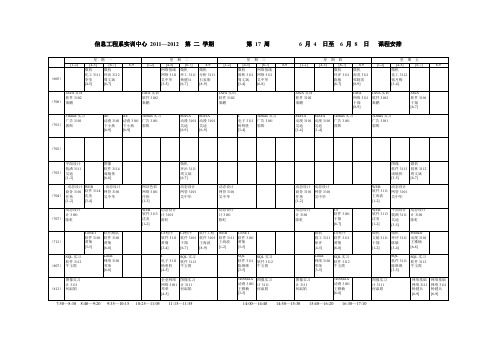 信息工程系实训中心2011—2012第二学期第17周6月4日至6月8日课程安排【模板】