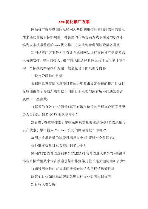 sem优化推广方案