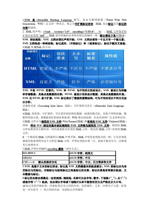 XML知识点 复习资料-----鬏龙哿!!!