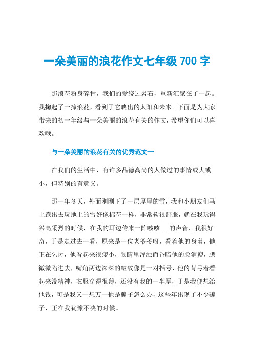 一朵美丽的浪花作文七年级700字