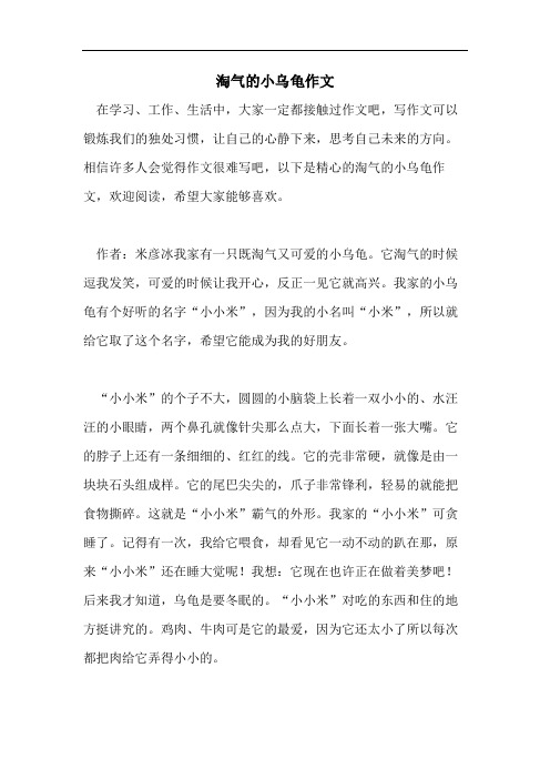 淘气的小乌龟作文