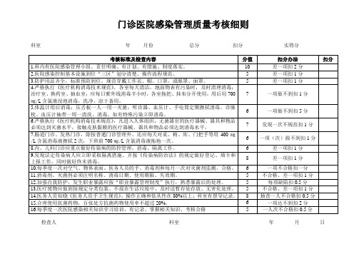 医院感染管理考核标准