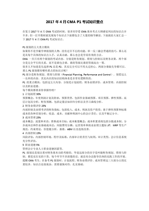 CMA P1考试知识重点